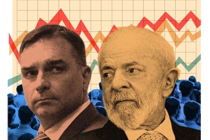 Lula e Flávio Bolsonaro em debate televisivo