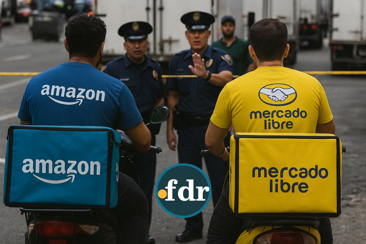Entregador com pacote no porta-malas