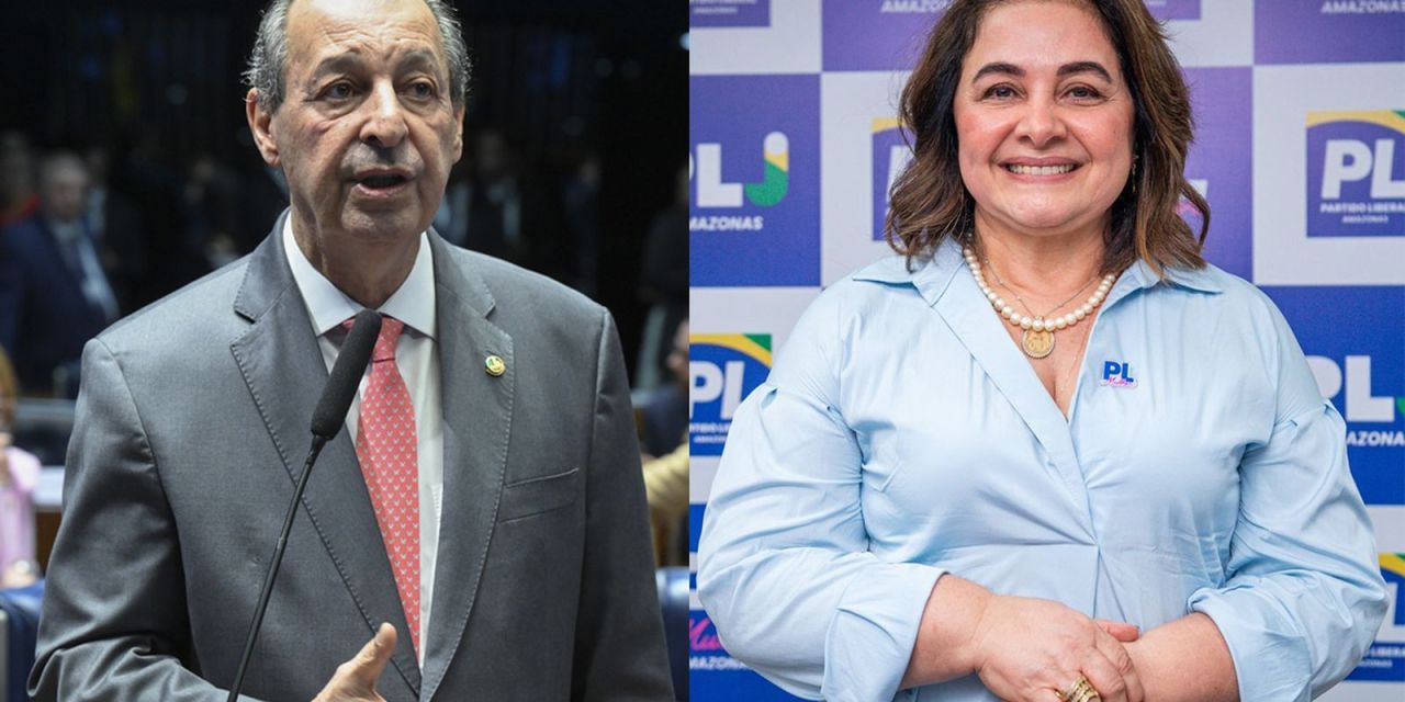 Omar Aziz e Maria do Carmo durante campanha no Amazonas