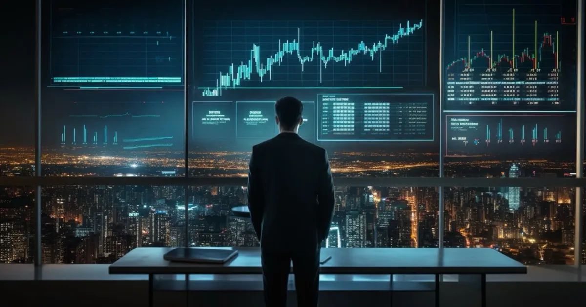 Tela mostrando gráficos de preços e indicadores financeiros