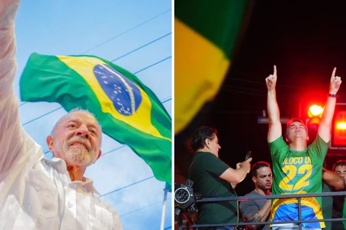 Gráfico com percentuais de voto entre Flávio Bolsonaro e Lula