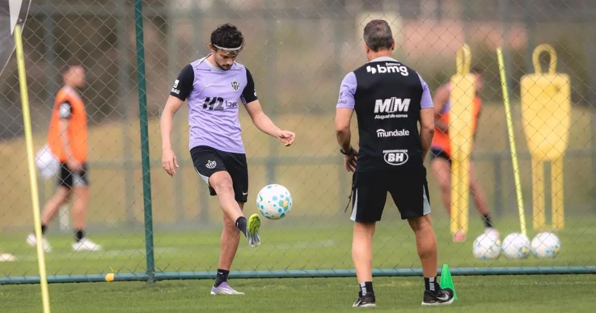 Treino do Atlético antes do jogo contra o Bahia