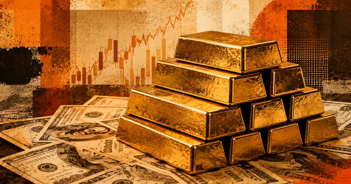 Cédulas de dólar sobre barras de ouro