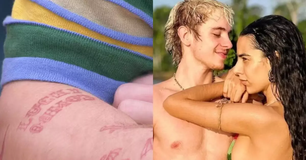 Juliano Floss mostrando tatuagem no braço