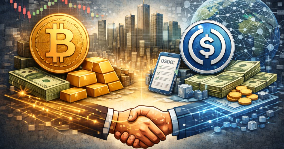 Representação gráfica de bitcoin e stablecoins