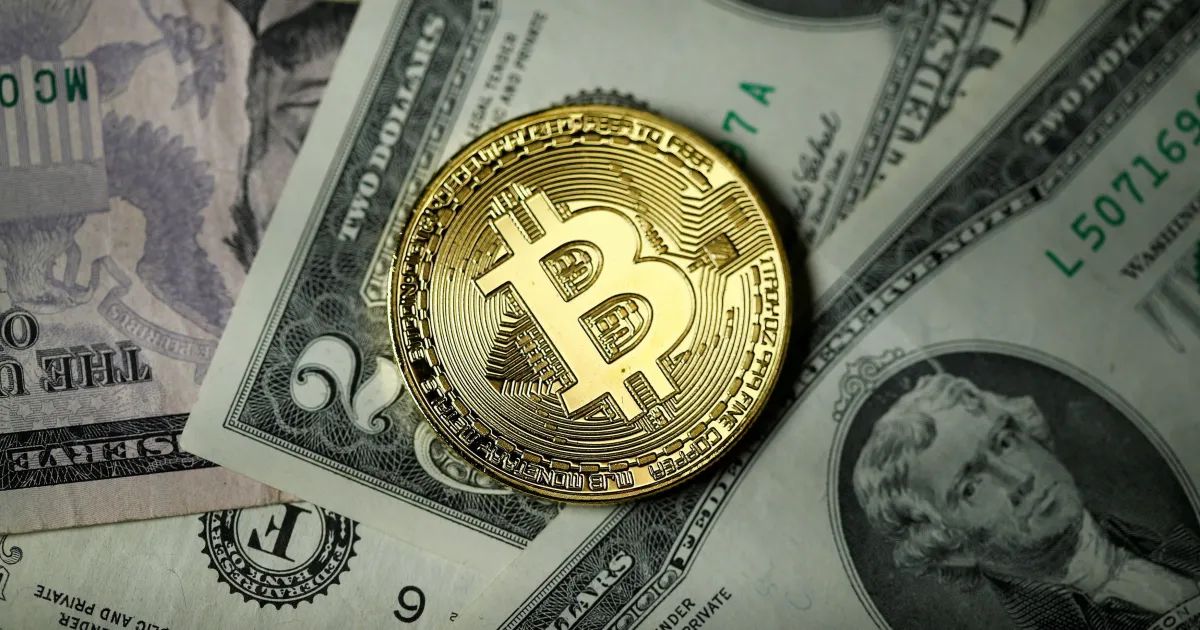 Gráfico de alta do preço do bitcoin em tela