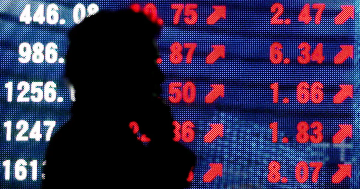 painel de cotações em bolsa asiática