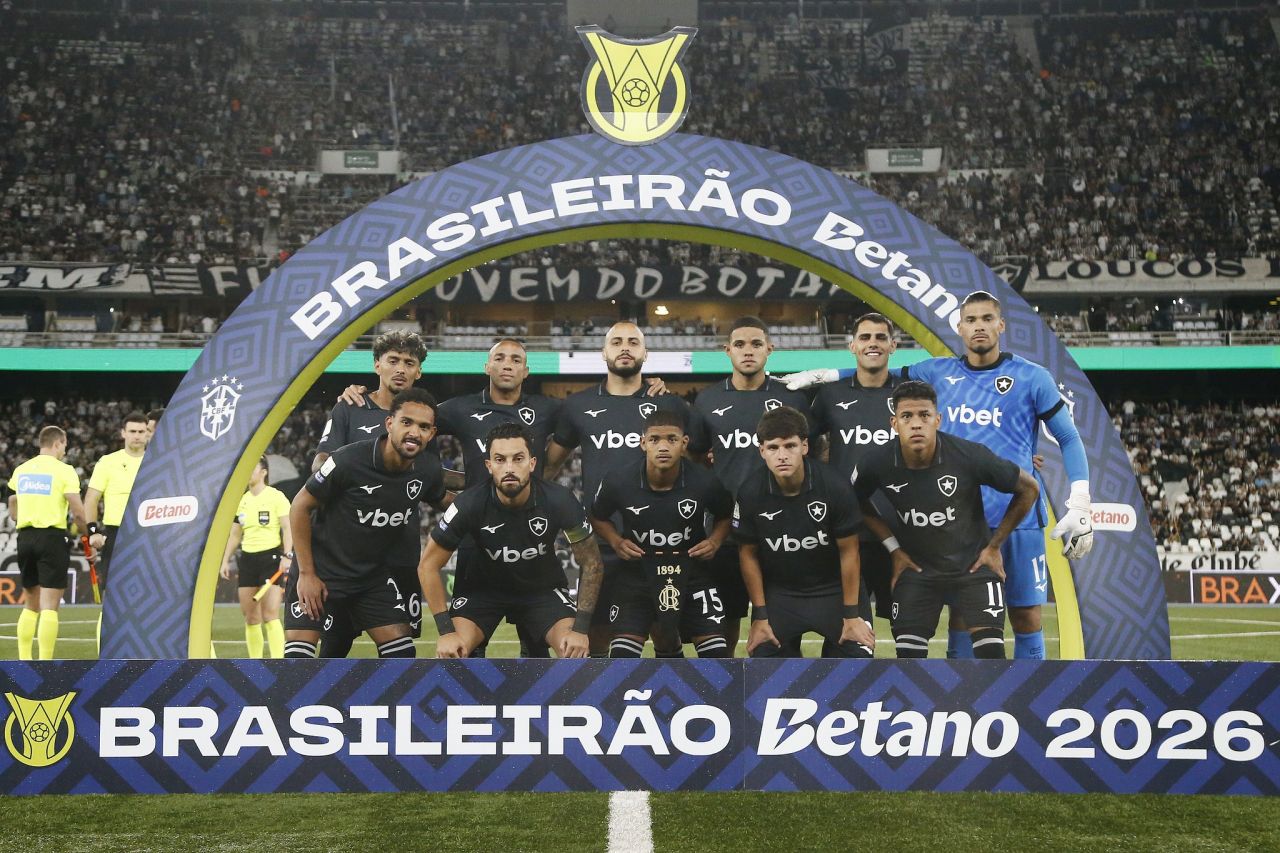 Time do Botafogo antes da partida contra o Vitória