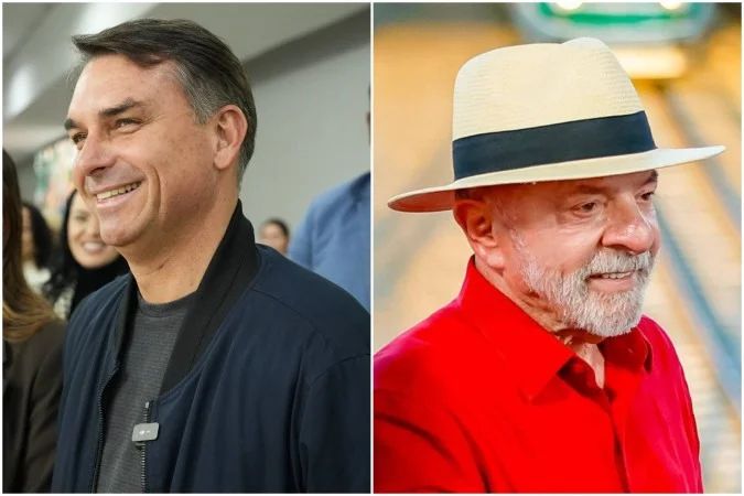 Flávio Bolsonaro e Lula em campanha lado a lado