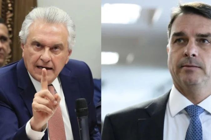 Ronaldo Caiado e Flávio Bolsonaro em eventos públicos