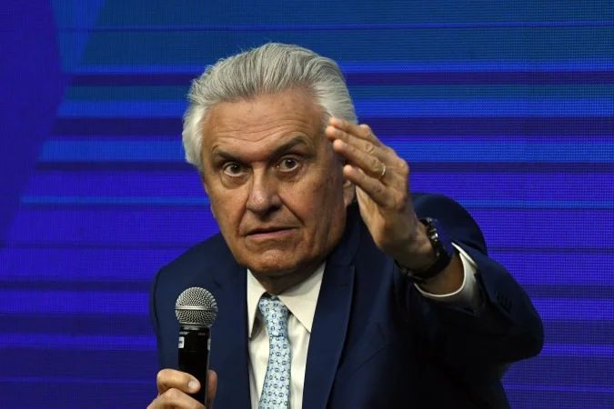 Ronaldo Caiado durante apresentação do plano de segurança