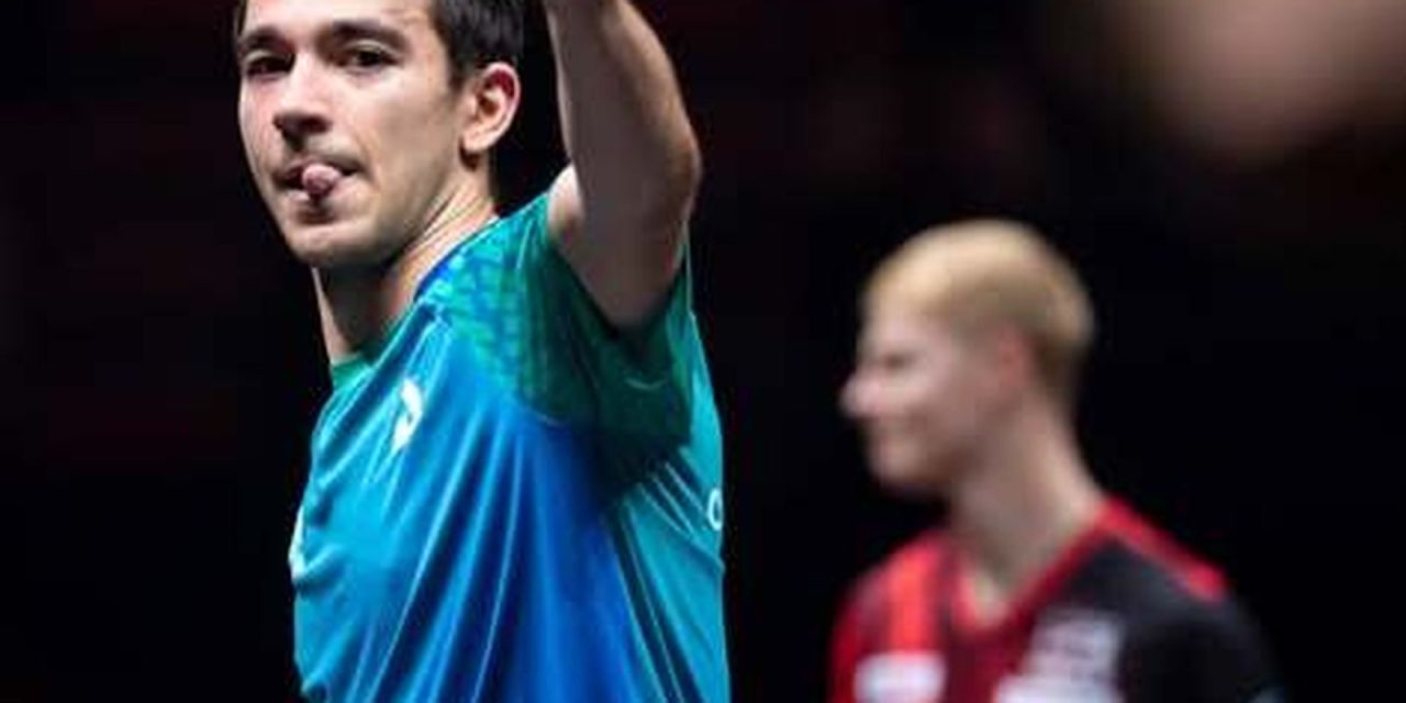Hugo Calderano em ação contra Felix Lebrun