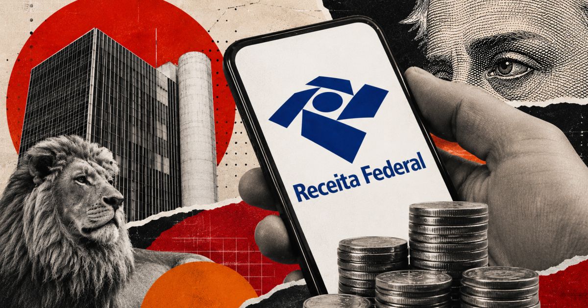 Painel com gráficos e números de arrecadação fiscal