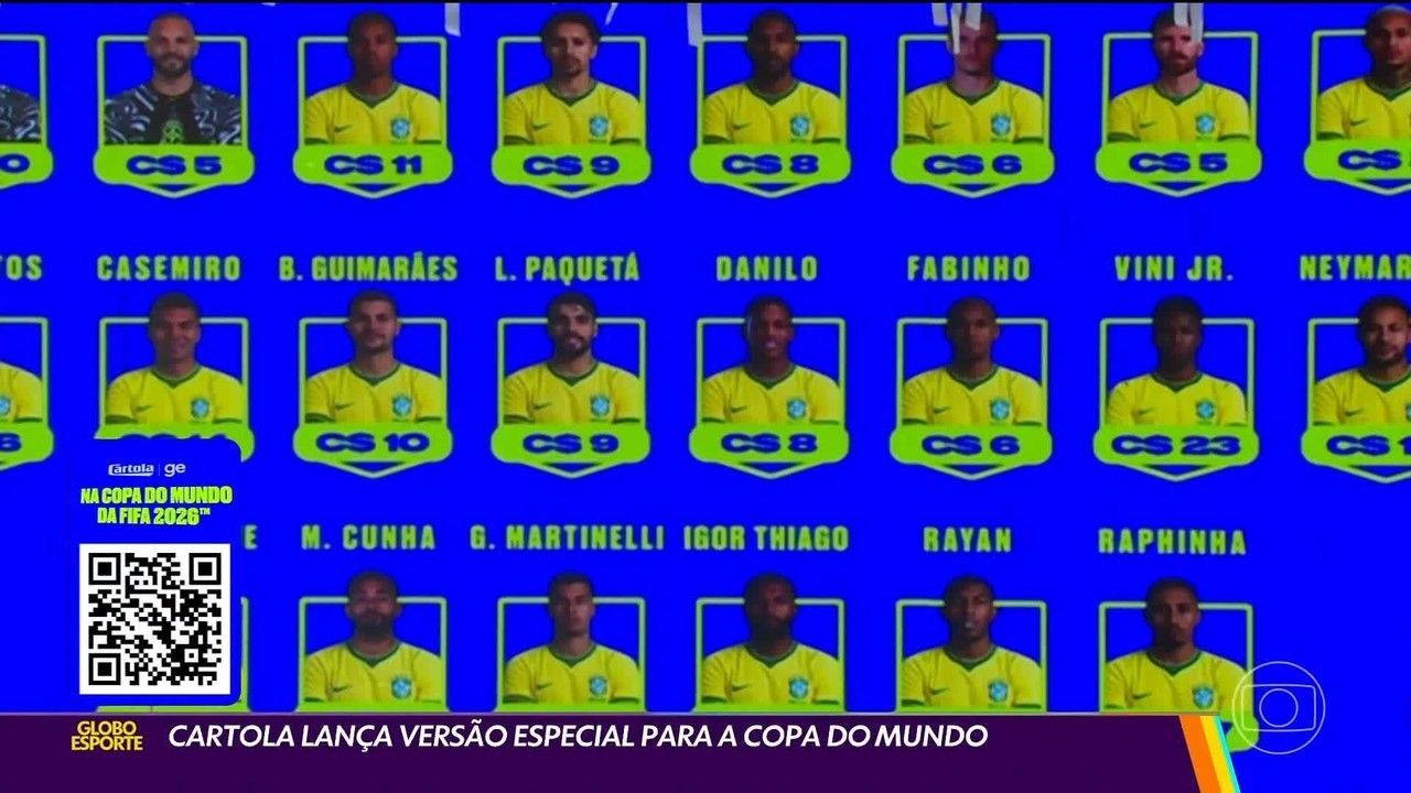 Tela do Cartola com escalação para a Copa do Mundo