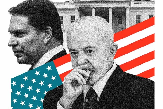 Representação do atrito diplomático entre Brasil e Estados Unidos pelo caso Ramagem