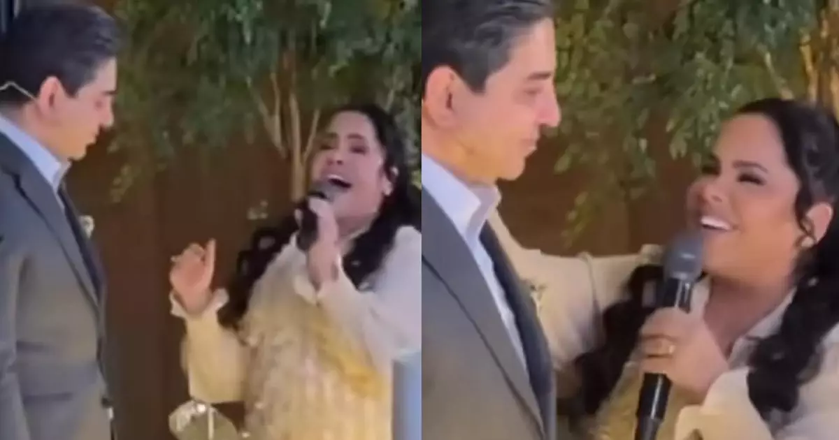 Cassiane cantando emocionada durante declaração ao marido