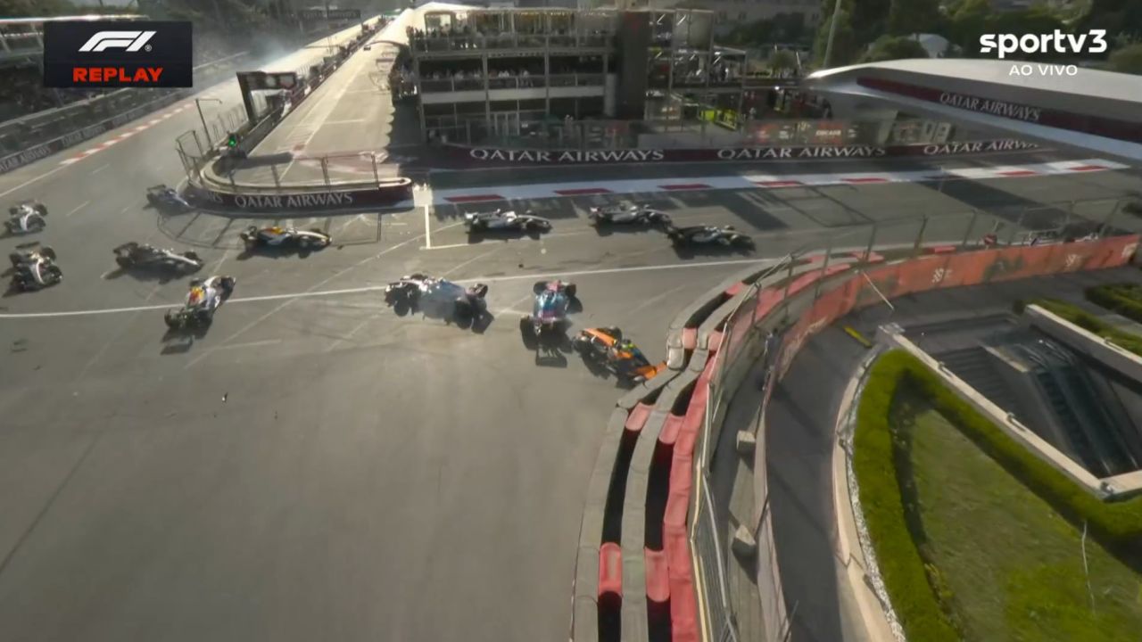 Acidente entre Colapinto, Gasly e Norris em Baku