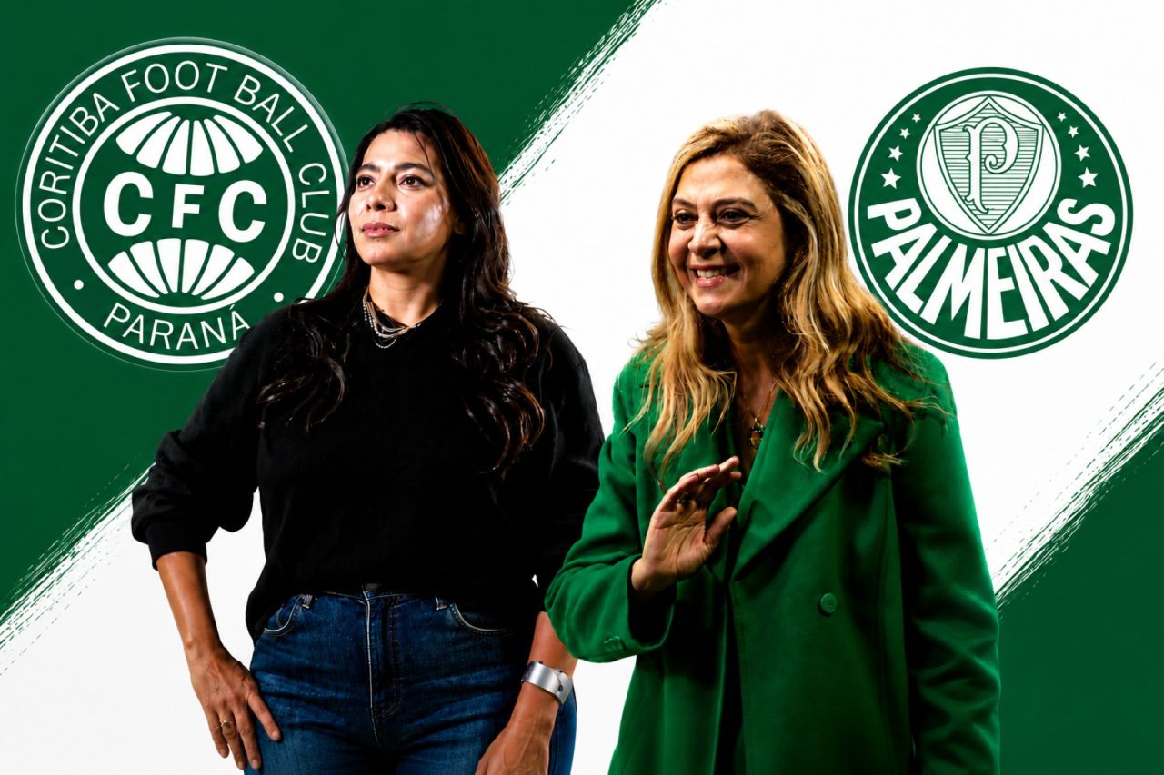 As presidentes Marianna Libano (Coritiba) e Leila Pereira (Palmeiras)
