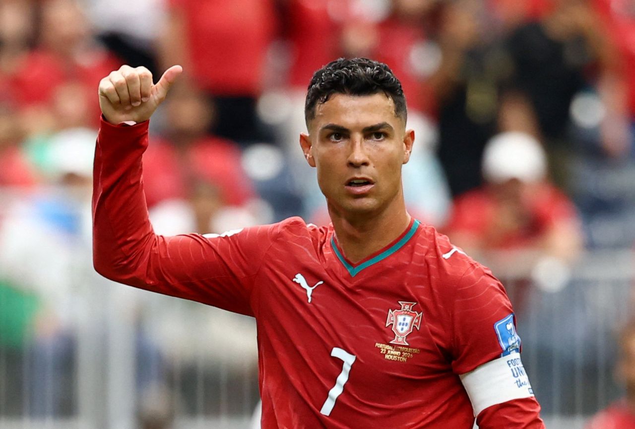 Cristiano Ronaldo comemorando gol pela seleção de Portugal