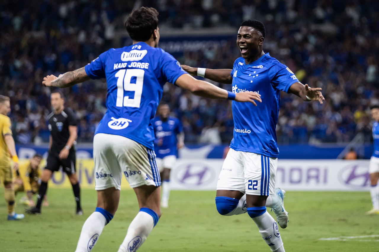 Comemoração do gol do Cruzeiro contra o Boca Juniors