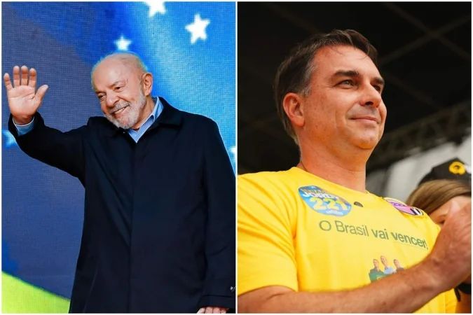 Candidatos Lula e Flávio Bolsonaro
