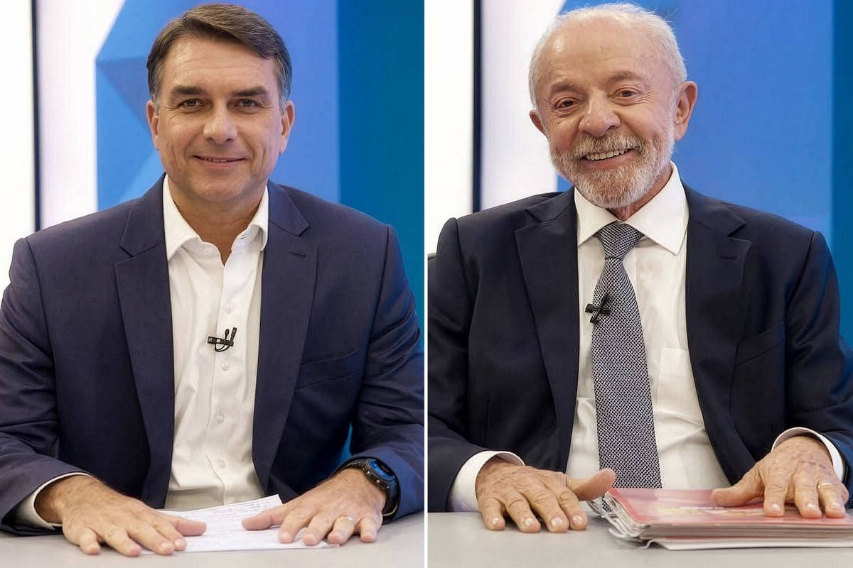 Flávio Bolsonaro e Lula em eventos de campanha