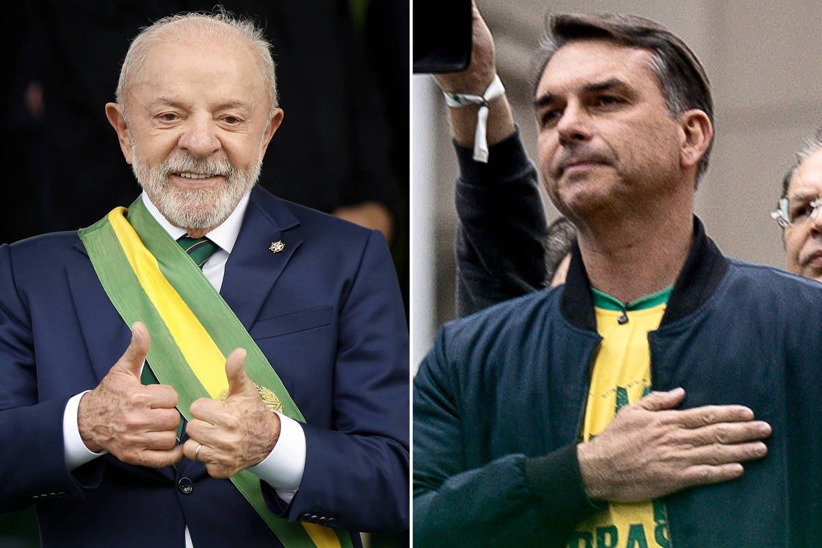 Gráfico da pesquisa Datafolha mostrando intenções de voto de Lula e Flávio Bolsonaro