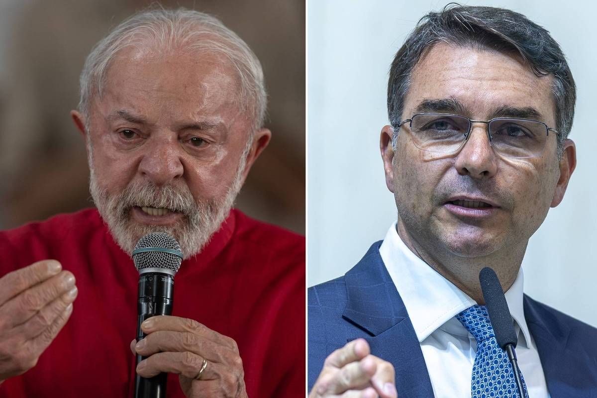 Lula e Flávio Bolsonaro em disputa política