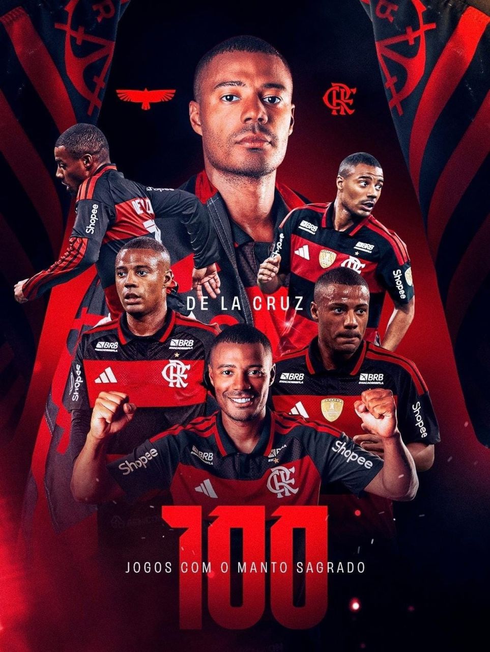 De la Cruz em ação pelo Flamengo durante Fla-Flu