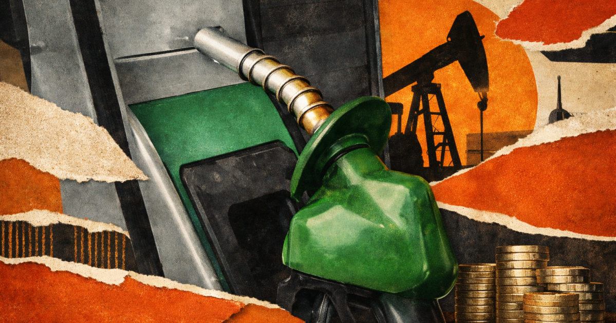 Posto de combustíveis com painéis de preços