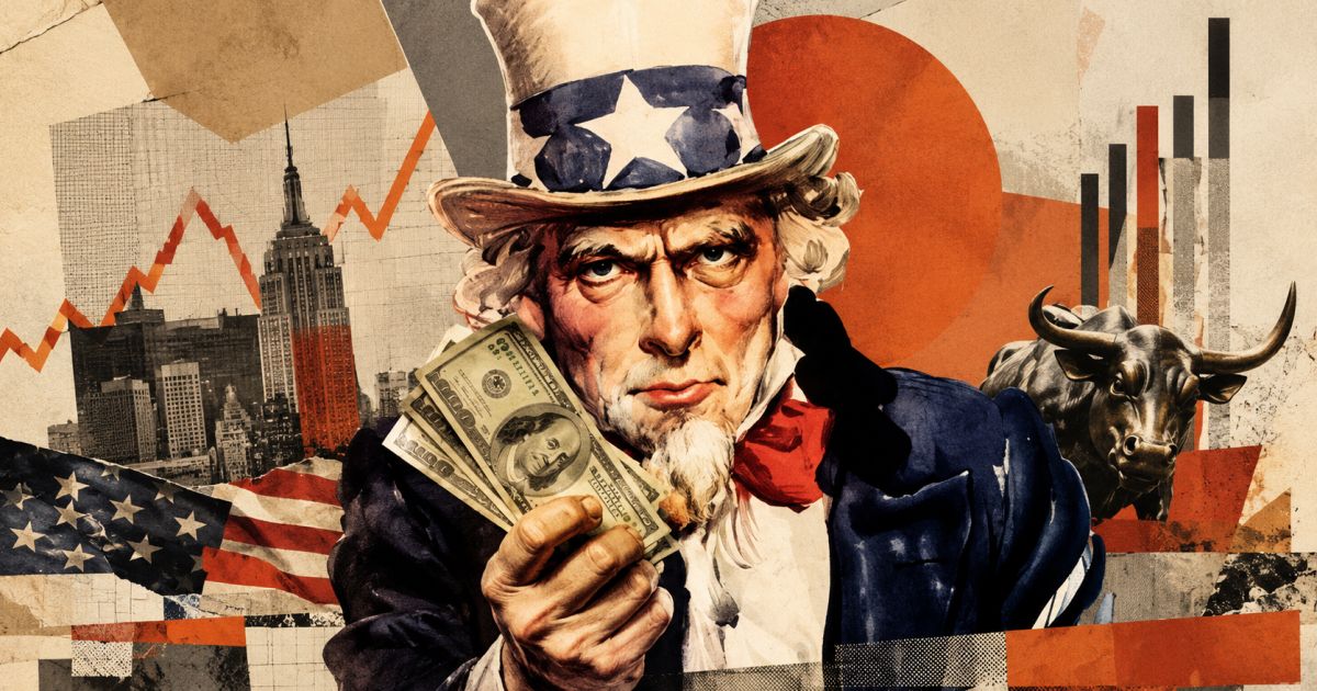 Gráfico ilustrando dívida dos EUA em US$ 40 trilhões