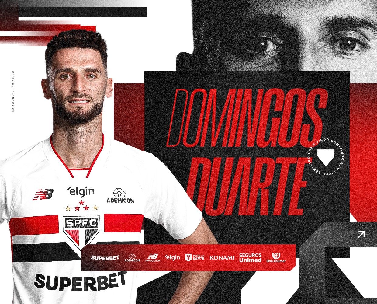 Domingos Duarte durante treino com a camisa do São Paulo