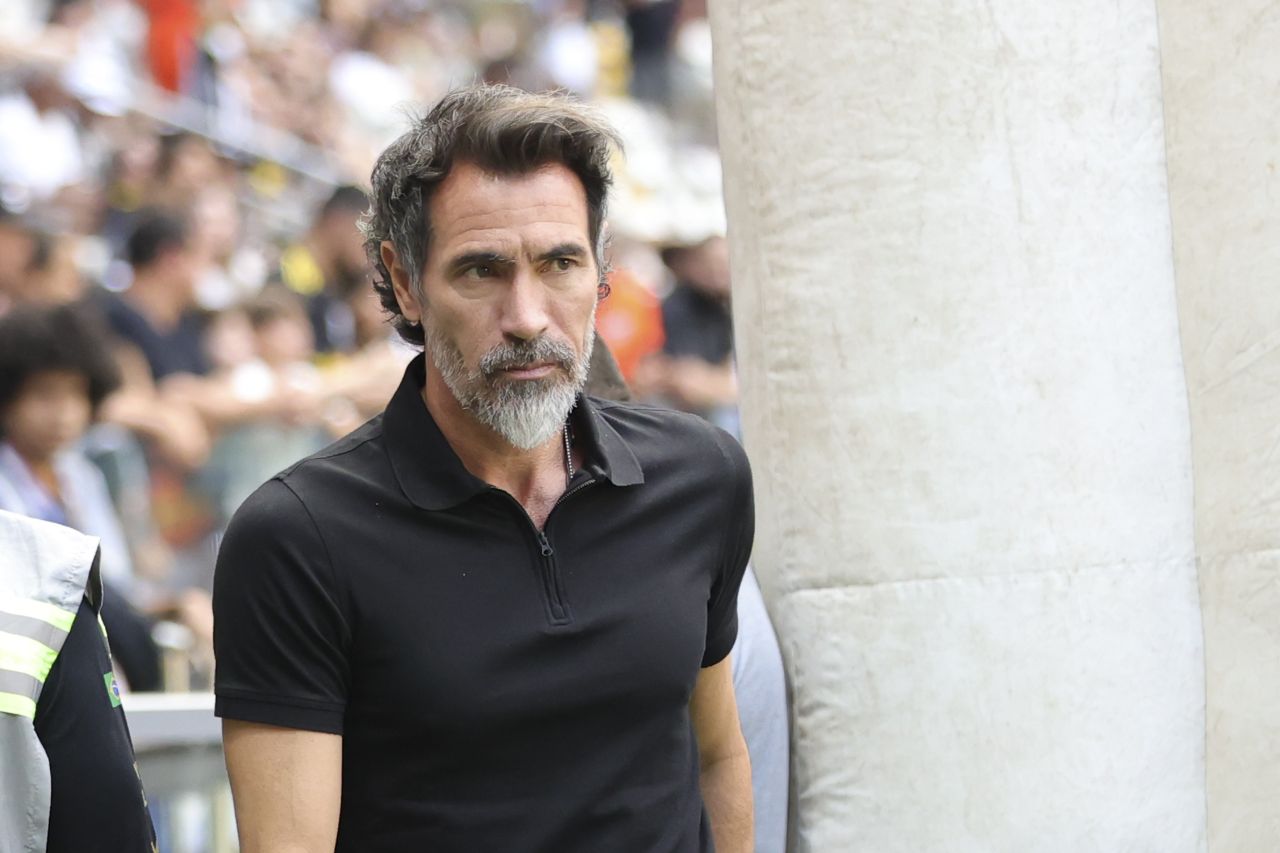 Eduardo Domínguez durante coletiva após vitória do Atlético-MG