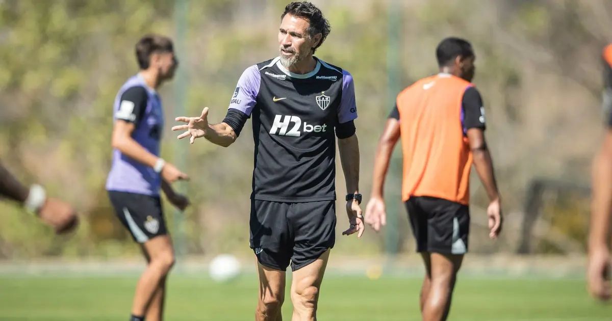 Jogadores do Atlético em treino na Cidade do Galo