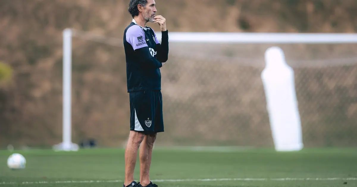 Jogadores do Atlético-MG em treino no centro de treinamento