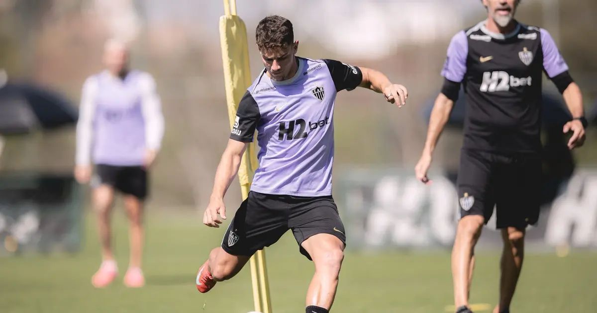 Treino do Atlético antes do jogo contra o Juventude