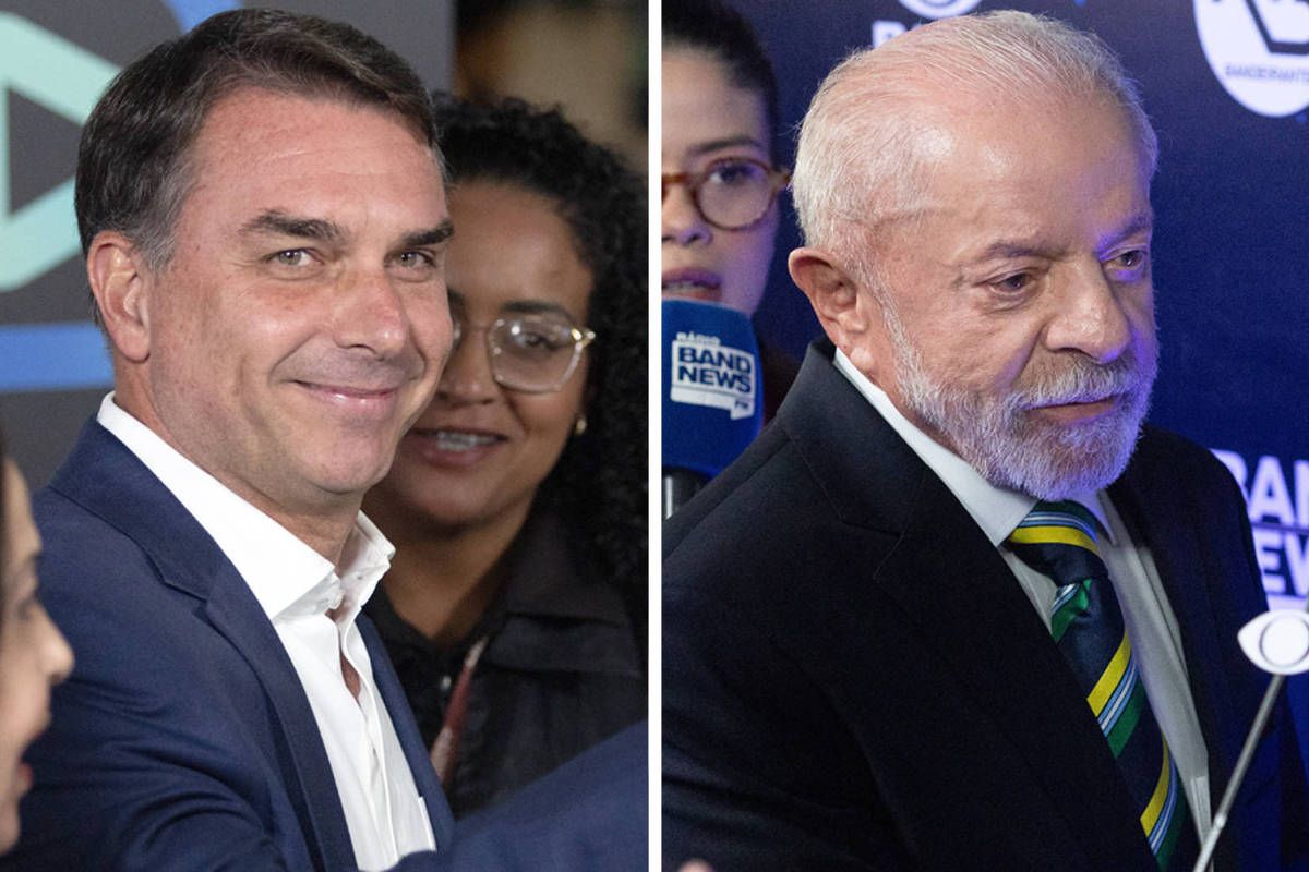 Flávio Bolsonaro e Lula durante campanha