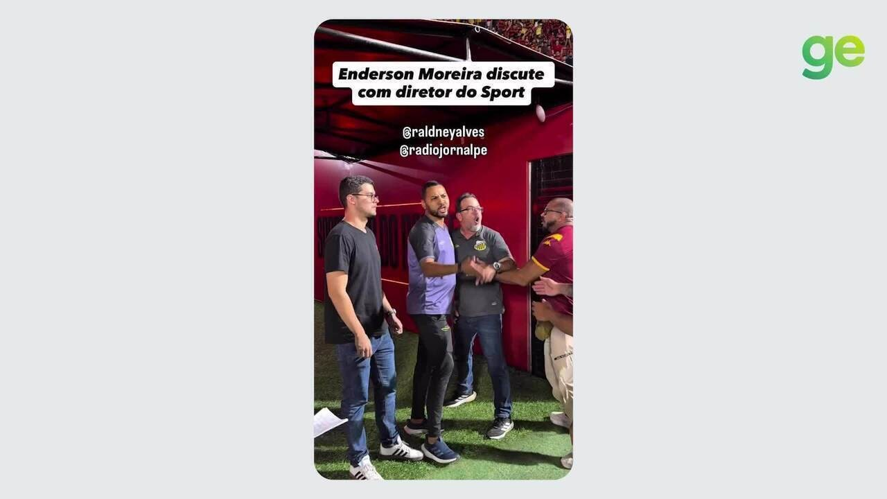 Enderson Moreira discutindo com diretor do Sport no túnel da Ilha do Retiro
