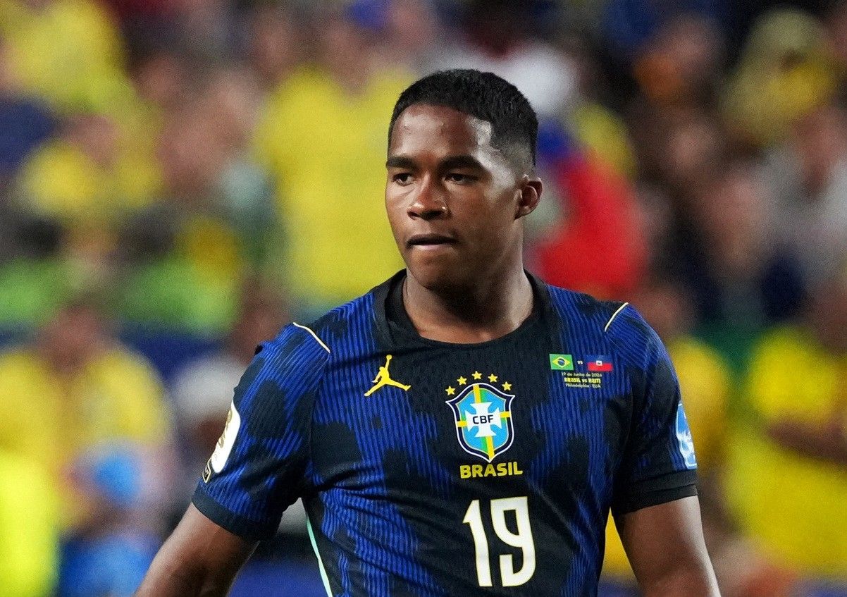 Endrick em ação pela seleção contra o Haiti