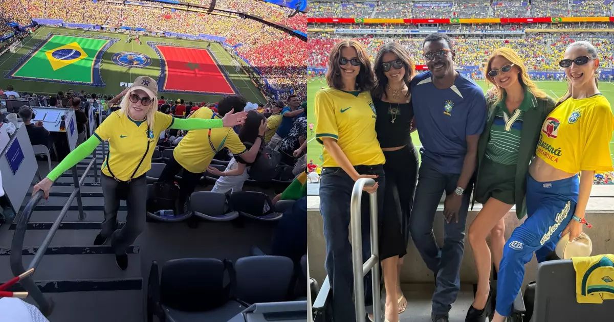 Celebridades no MetLife Stadium durante Brasil x Marrocos