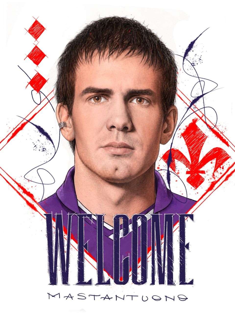 Mastantuono com a camisa da Fiorentina