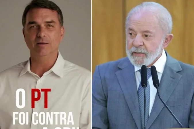 Flávio Bolsonaro gravando vídeo para redes sociais