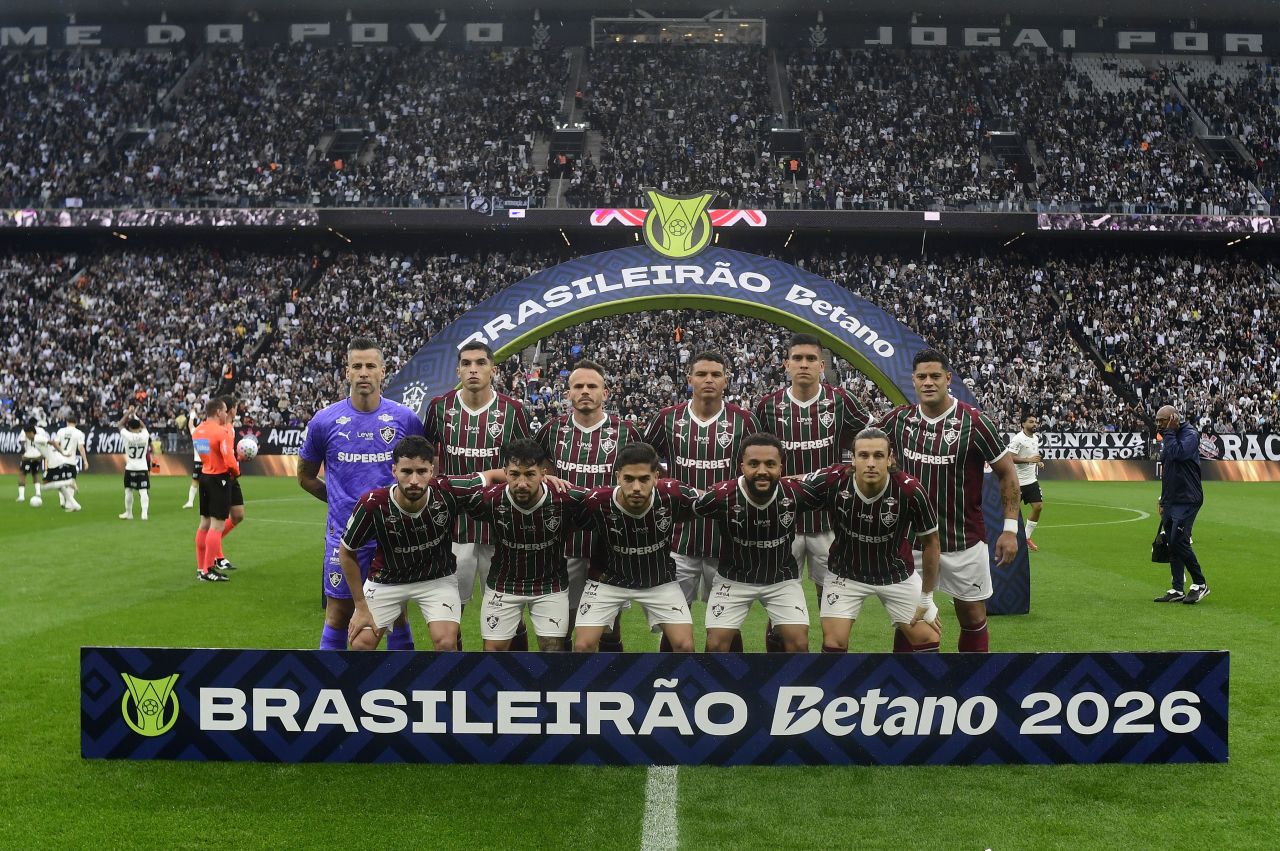 Fluminense posado antes do jogo em Itaquera
