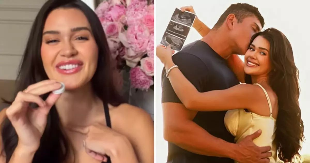 Franciny Ehlke segurando um buquê de flores em vídeo