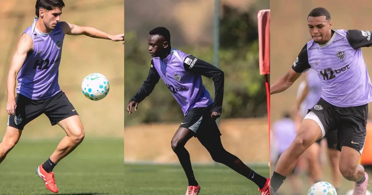 Treino do Atlético com jovens da base integrados ao elenco principal