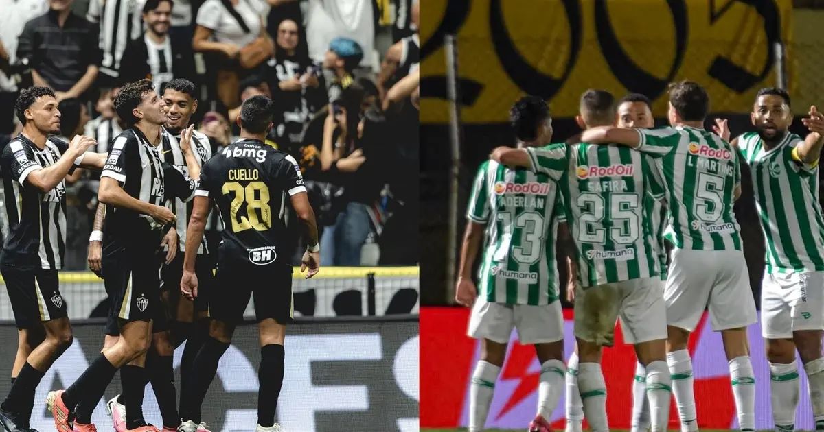 Jogadores do Atlético aquecendo na Arena MRV antes da partida