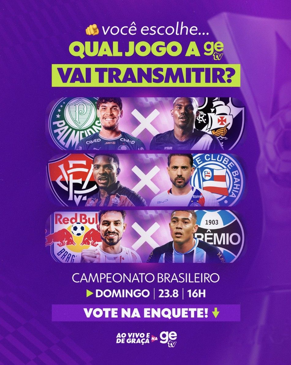 Enquete da getv no Instagram para escolher jogo do Brasileirão