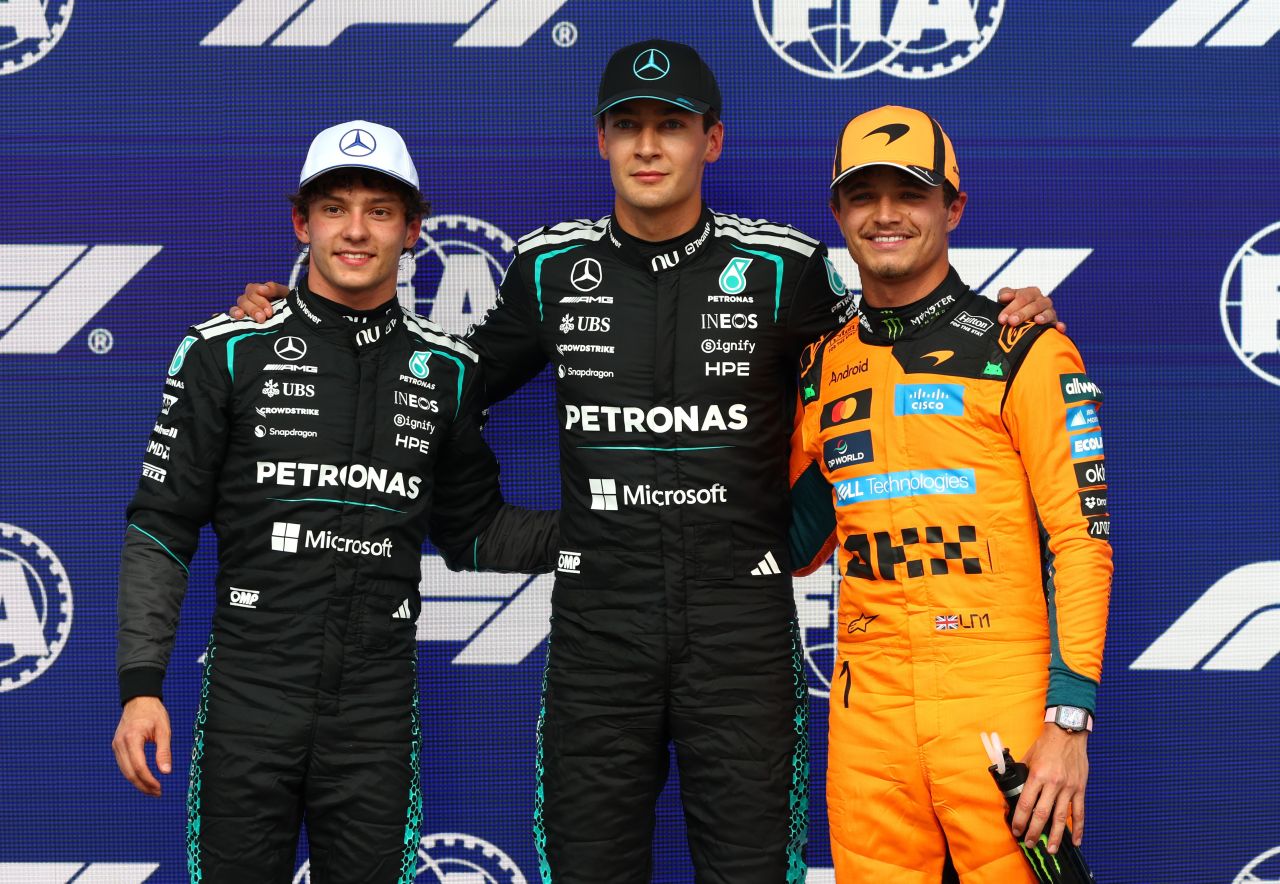 George Russell celebra pole em Montreal