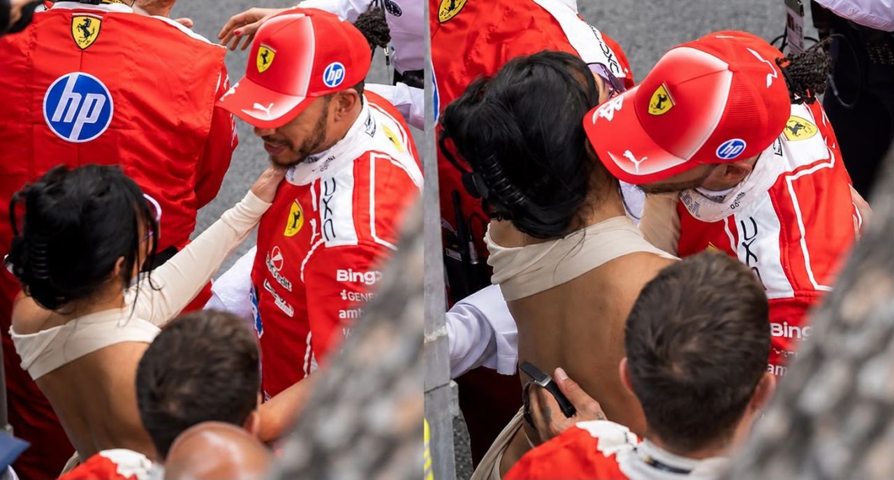 Lewis Hamilton no pódio do GP de Mônaco 2026