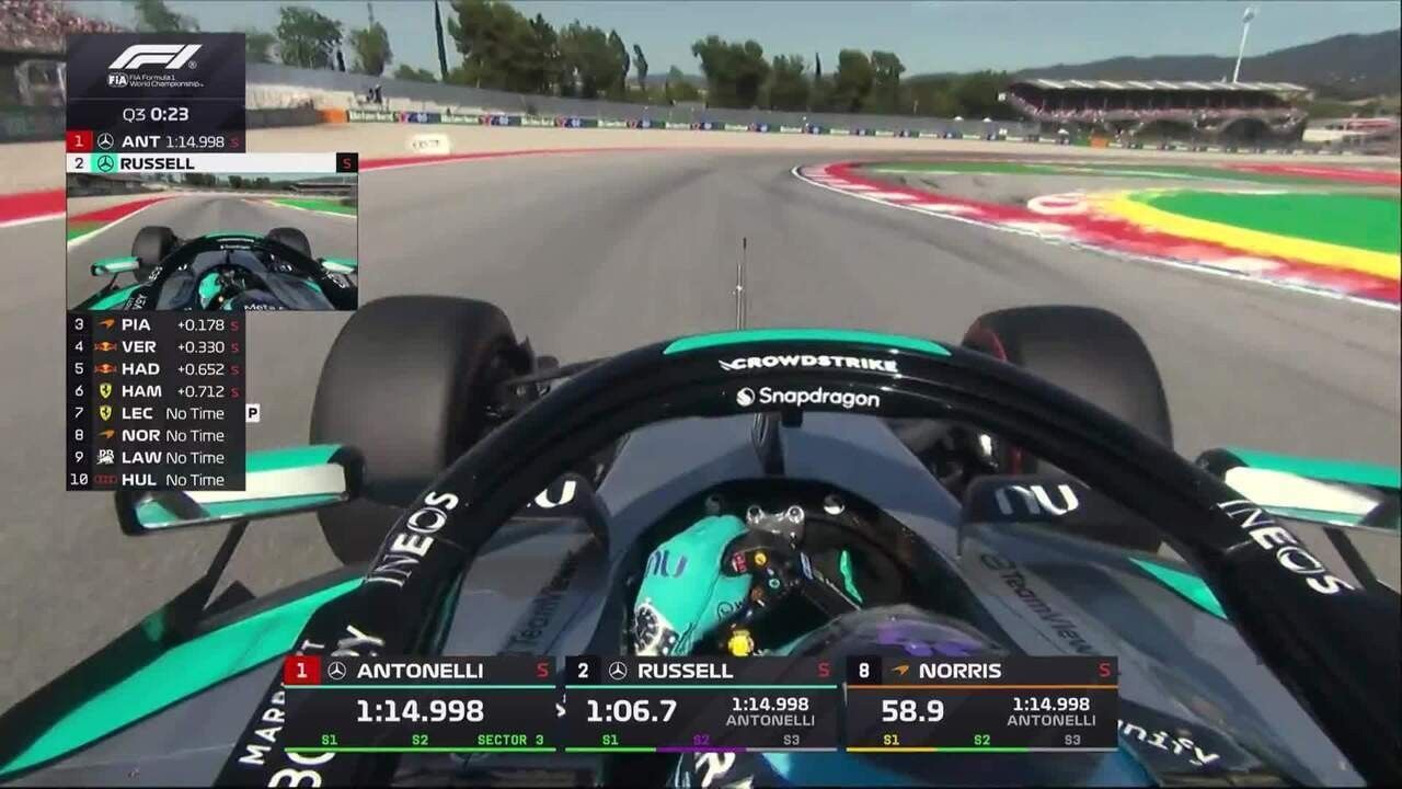 Lewis Hamilton no cockpit da Ferrari durante sessão de classificação em Barcelona